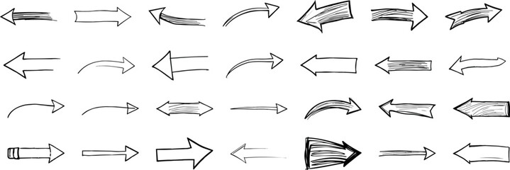 Canvas Print - A collection of hand-drawn arrows pointing in various directions.