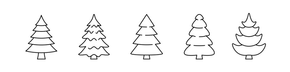 Wall Mural - pine icon set. fir tree icon line.