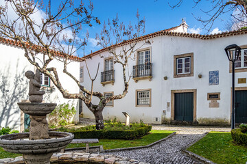 The old streets and houses of the traditional medieval Ourem village in Portugal