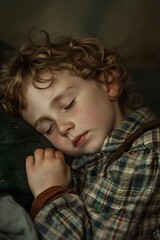 Wall Mural - Portrait of a sleeping child in bed