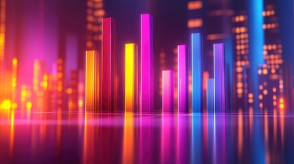 Poster - Vibrant Colorful Bar Graph with Reflections