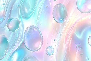 Aufkleber - Flowing Blue Liquid With Foam and Bubbles Against a Gradient Background of Blue and Pink Shades