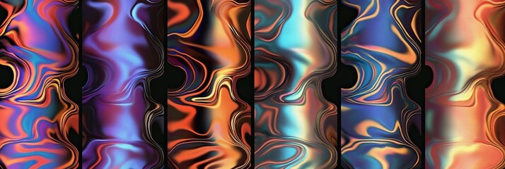 Poster - Iridescent Liquid Gradient Backgrounds With Vivid Colors and Flowing Designs for Creative Projects