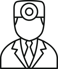 Canvas Print - Simple line drawing of a medical doctor wearing a head mirror and a suit