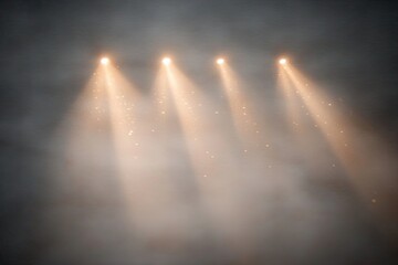Aufkleber - Dramatic Light Spots Illuminating a Dark Space With Soft Haze and Subtle Sparkle Effects