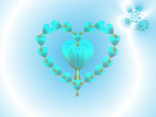 Aufkleber - turquoise hearts combined with effect of light - graphics with composition of natural flowers lampro