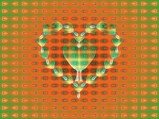 Aufkleber - green and red hearts combined with effect of light - graphics with composition of natural flowers la