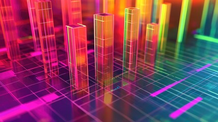 Poster - Colorful Abstract 3D Data Visualization Background