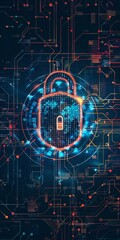 Poster - Copy space framed by cybersecurity symbols.