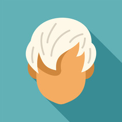 Poster - Blond man character with hair in the wind looking down, flat design illustration
