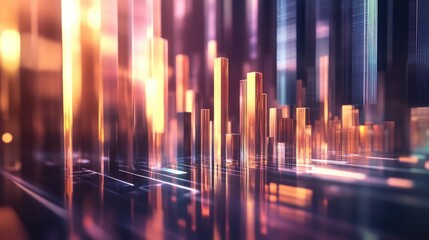 Poster - Abstract Digital City with Glowing Structures