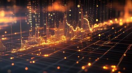 Poster - Digital Data Visualization with Golden Elements