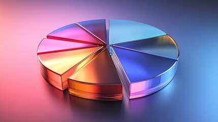 Poster - Colorful Metallic Pie Chart on Gradient Background