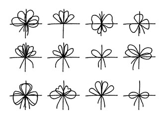 Set of chalk textured ribbon bows. Bowknot for package or letter.  Elegant minimal style
