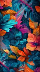 Wall Mural - Abstract color pattern enriching botanical arrangement