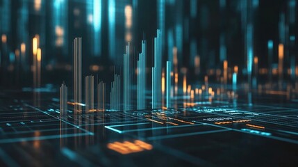 Poster - Abstract Digital Landscape with Data Visualization Elements