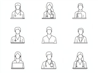 The black line icons represent doctors and nurses. Each icon can be edited.