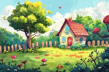 Charming conceptual cartoon background with hand-drawn illustrations.