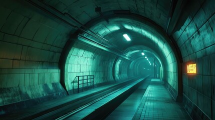 Poster - Mysterious Underground Tunnel with Soft Glowing Light