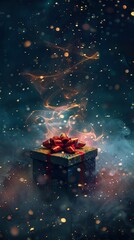 Canvas Print - Conceptual artwork of a festive gift box with surreal elements.