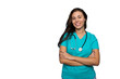 © PeopleVideos - Portrait of a young nurse wearing scrubs and a friendly smile
