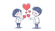 © Sebastian - A simple cartoon drawing of a boy giving a heart to a girl