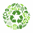 © Lexi - Green recycling symbols and eco-friendly icons in a circular design representing sustainability