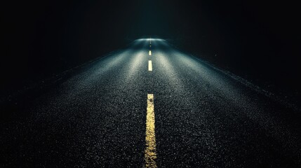 Wall Mural - dark asphalt road at night spooky theme