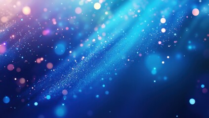Wall Mural - abstract blue background with glowing particles and stars futuristic light effect, flare, and bokeh 