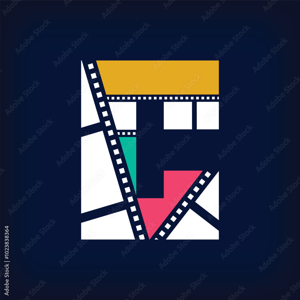 Color film photo collage letter c logo design in modern sign form