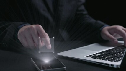 Poster - business person checking email inbox, organizing and prioritizing messages for better productivity. 