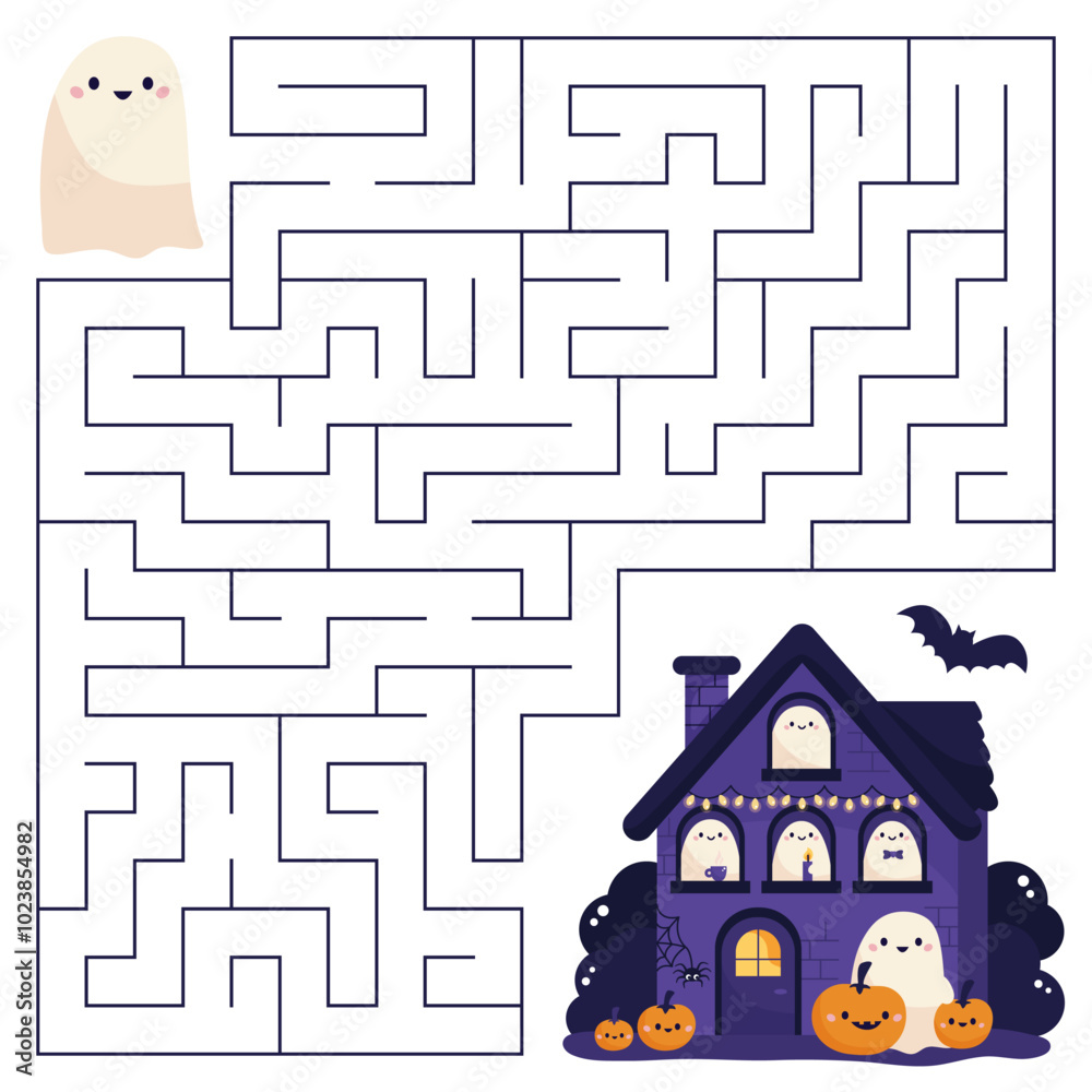 Halloween maze game for kids. Help the ghost find right way to haunted ...