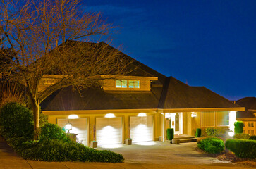 Wall Mural - Luxury house at night in Vancouver, Canada.