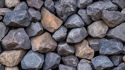 This close-up showcases dark brown rocks with black and orange hues alongside a large pile of iron ingots in an open casting mold for raw material production SEAMLESS PATTERN