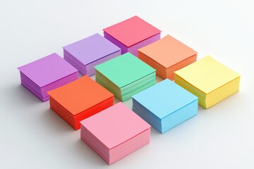 Colorful stack of square boxes on a white isolated background.