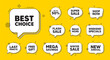 © blankstock - Offer speech bubble icons. Best choice tag. Special offer Sale sign. Advertising Discounts symbol. Best choice chat offer. Speech bubble discount banner. Text box balloon. Vector