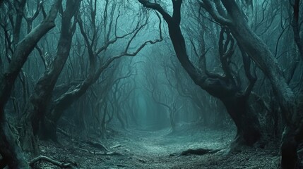 Poster - eerie forest decoration creates a haunting ambiance