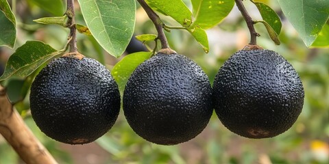 Wall Mural - black sapote growing from plant 