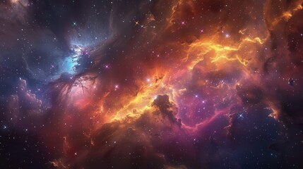 Wall Mural - majestic nebula in space, surrounded by bright stars and cosmic stardust