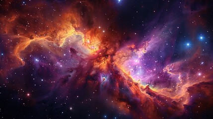 Wall Mural - majestic nebula in space, surrounded by bright stars and cosmic stardust