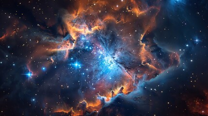 Wall Mural - majestic nebula in space, surrounded by bright stars and cosmic stardust