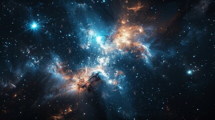 Wall Mural - majestic nebula in space, surrounded by bright stars and cosmic stardust