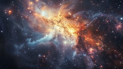 Wall Mural - majestic nebula in space, surrounded by bright stars and cosmic stardust