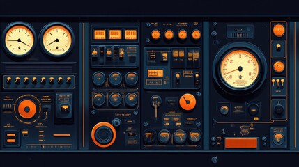 Poster - Control Panel with Dials and Indicators in Dark Theme