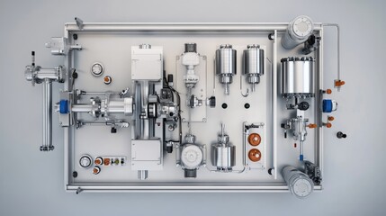 Poster - Industrial Equipment Layout with Pipes and Valves