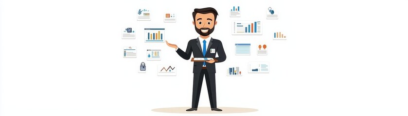 Wall Mural - Professional Man Presenting Business Data and Charts