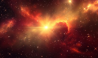 Wall Mural - abstract background with red space nebula