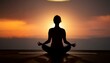© adobedesigner - Silhouette of human sitting. Meditation in yoga. Psychology and relax