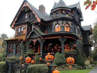 Canvas Print - Charming Halloween Decorated Home