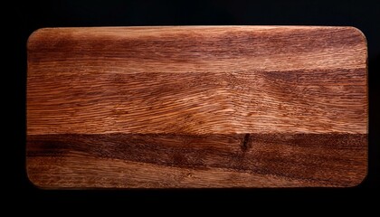 Wooden board on dark. Brown Orange Texture of stained oak wood cutting board with grain on black background, fragment of a wooden panel hardwood.